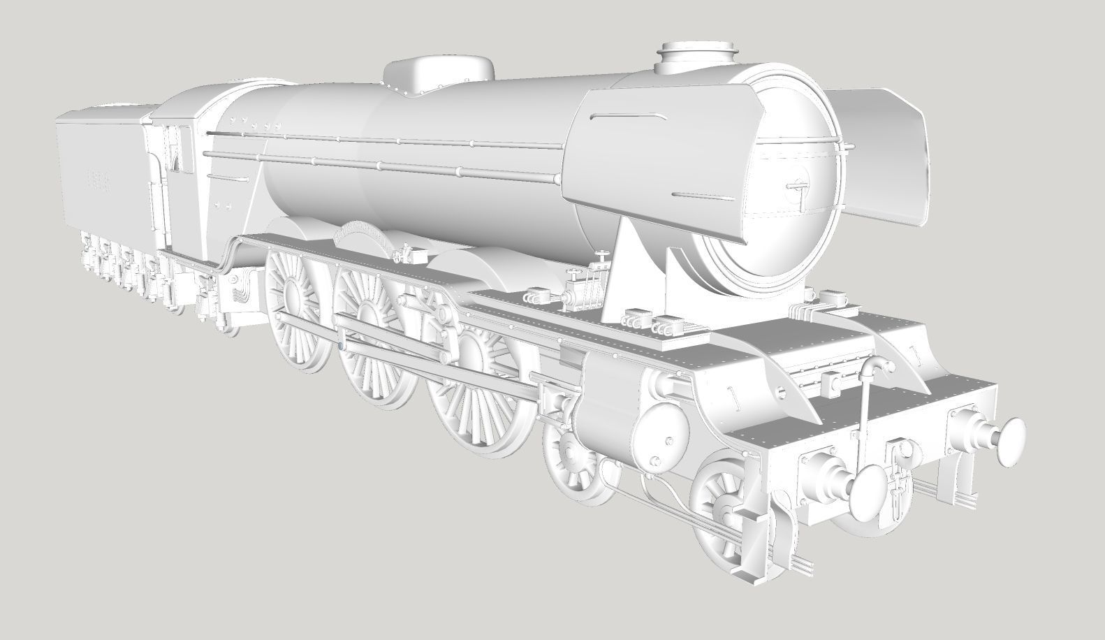 Flying Scotsman Steam Locomotive High Poly and Low Poly 3D model_21
