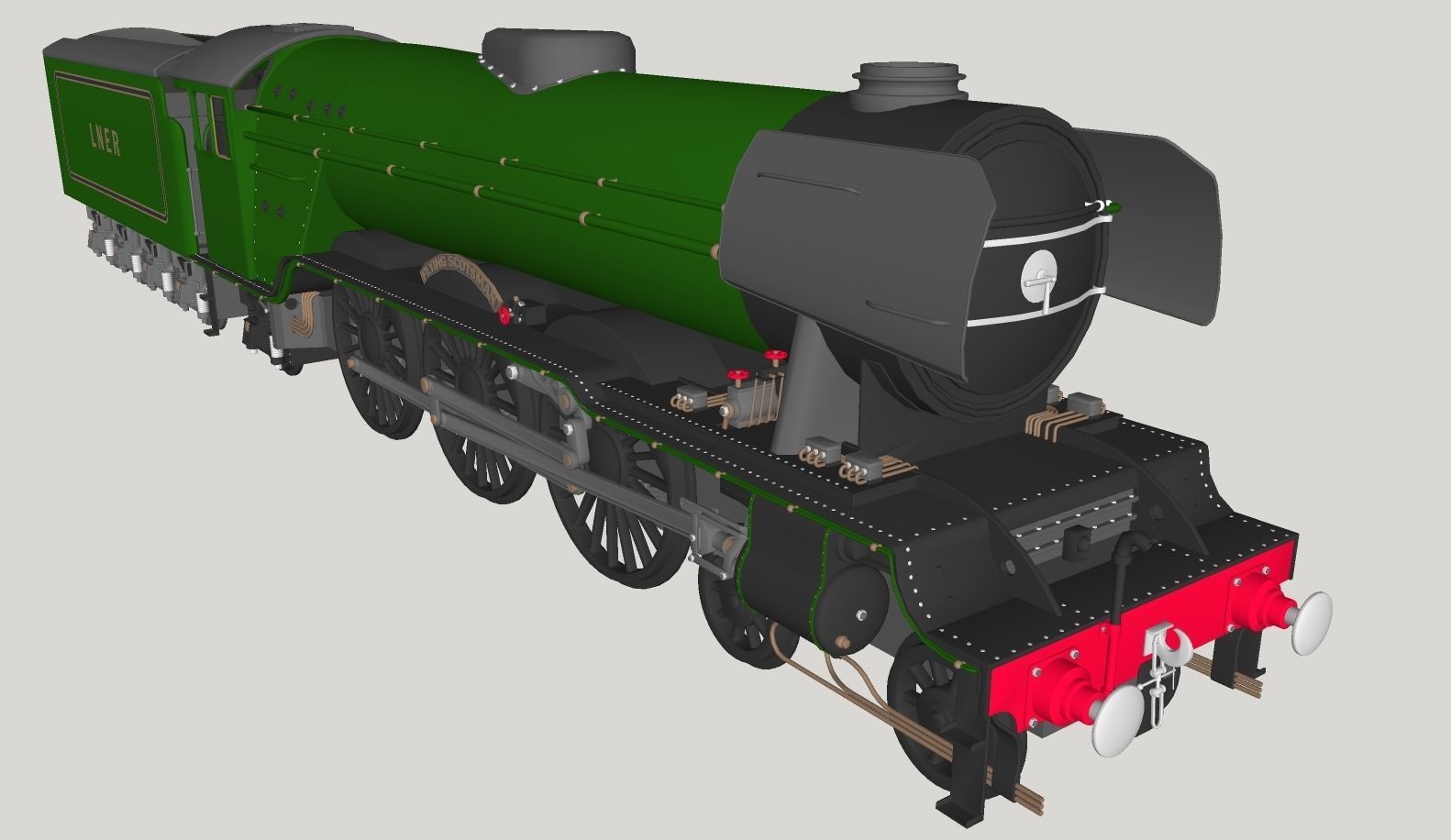 Flying Scotsman Steam Locomotive High Poly and Low Poly 3D model_44