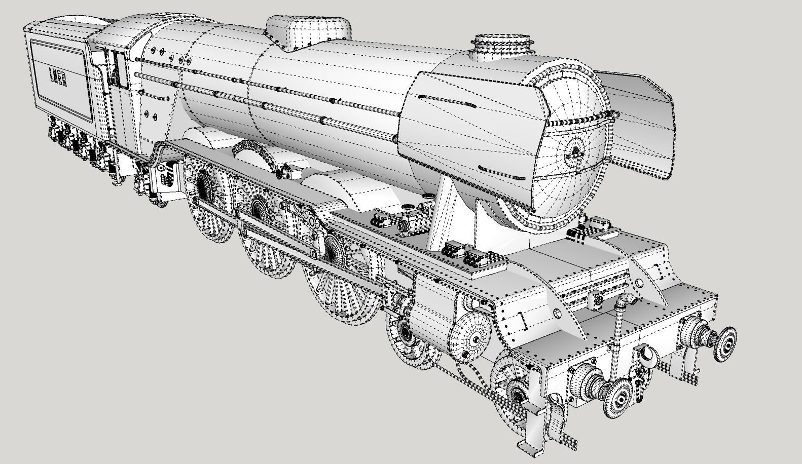 Flying Scotsman Steam Locomotive High Poly and Low Poly 3D model_40