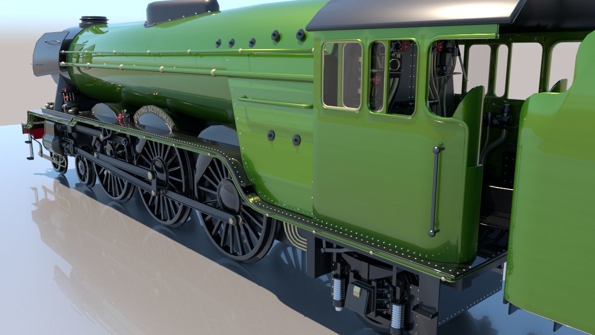 Flying Scotsman Steam Locomotive High Poly and Low Poly 3D model_34