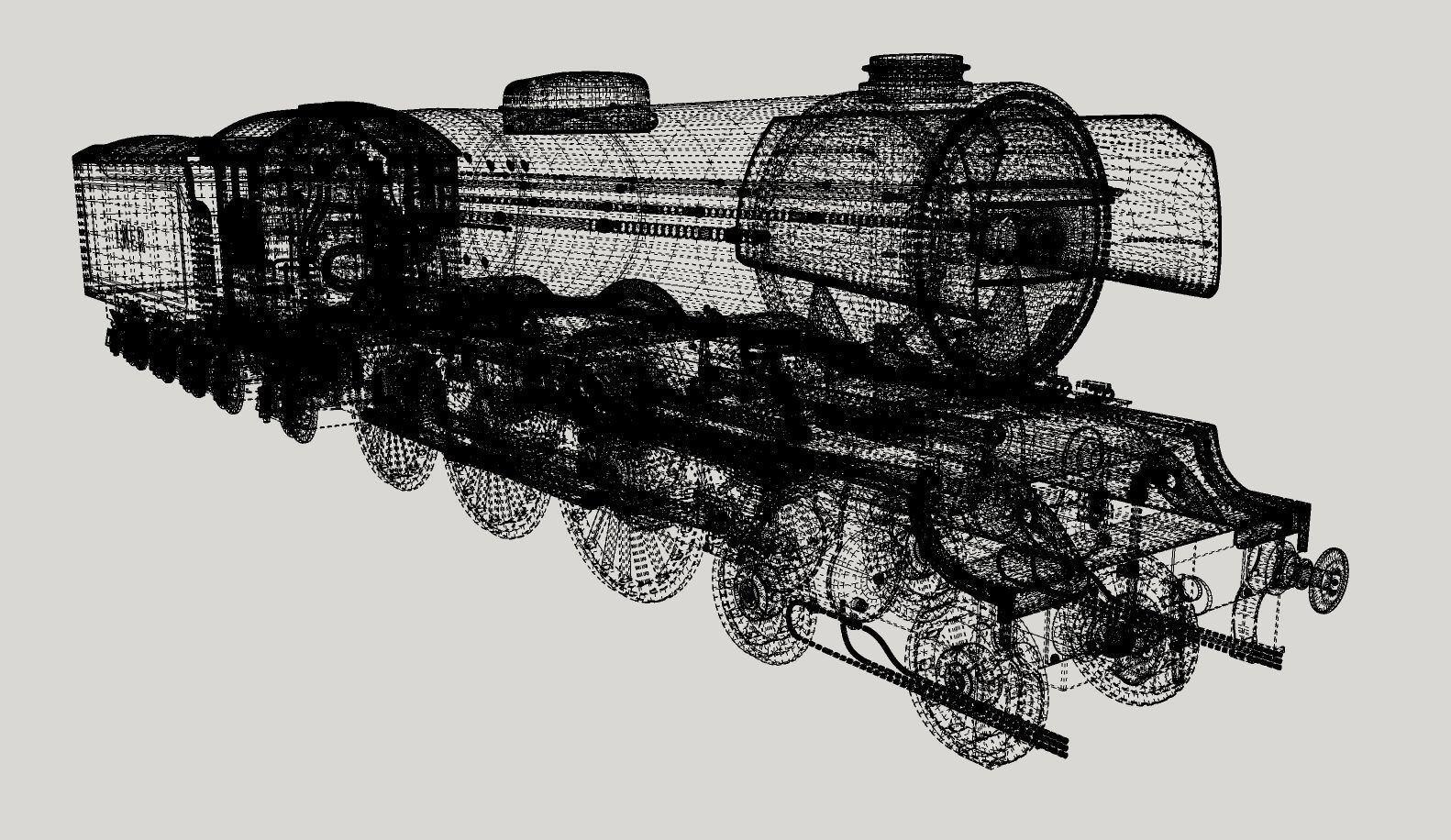 Flying Scotsman Steam Locomotive High Poly and Low Poly 3D model_20