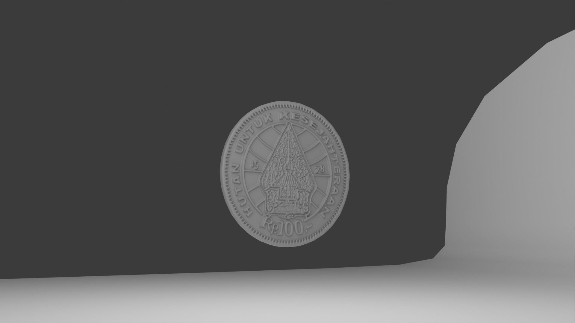 Coin 100 IDR 3D model_14