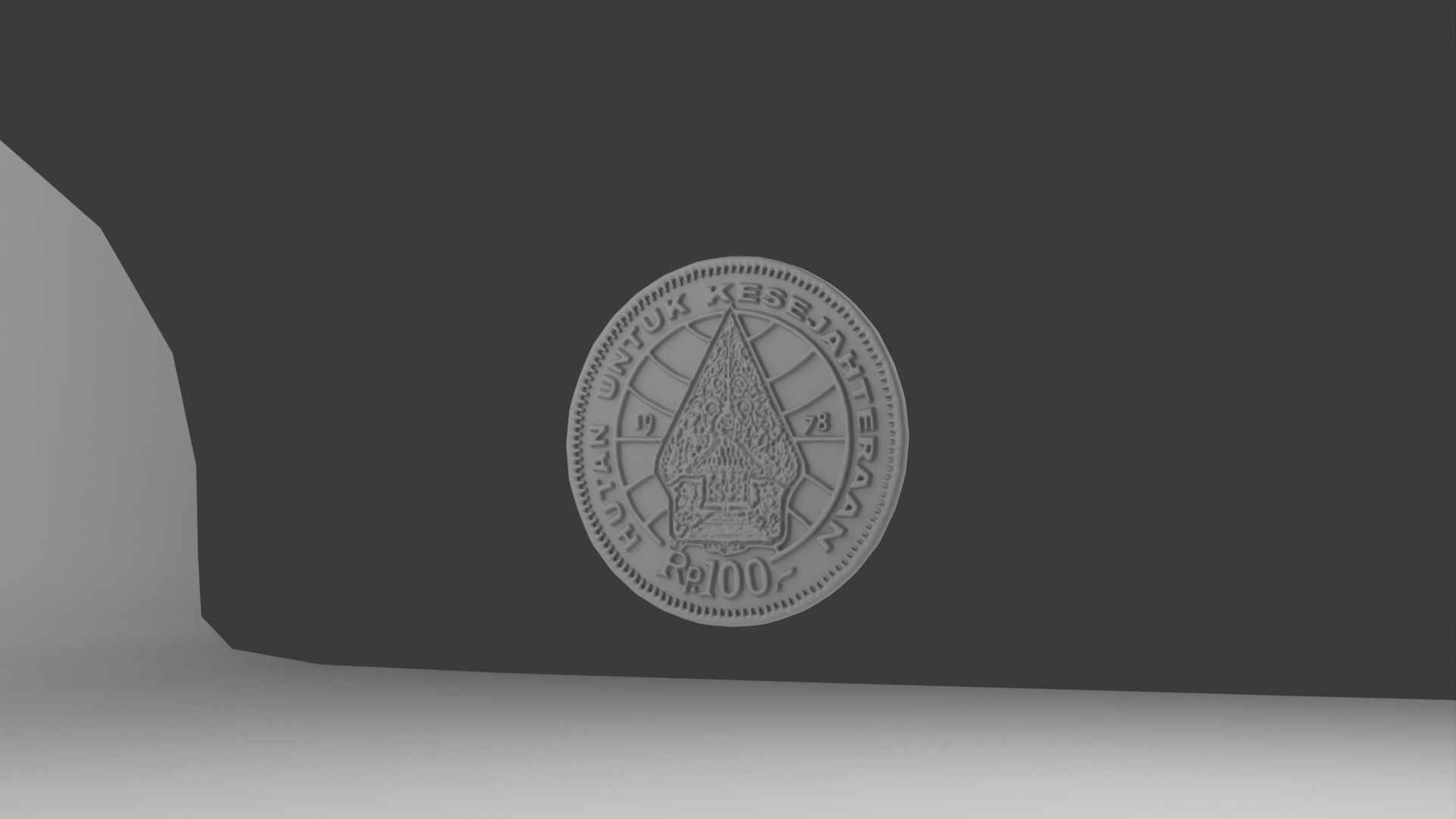 Coin 100 IDR 3D model_11