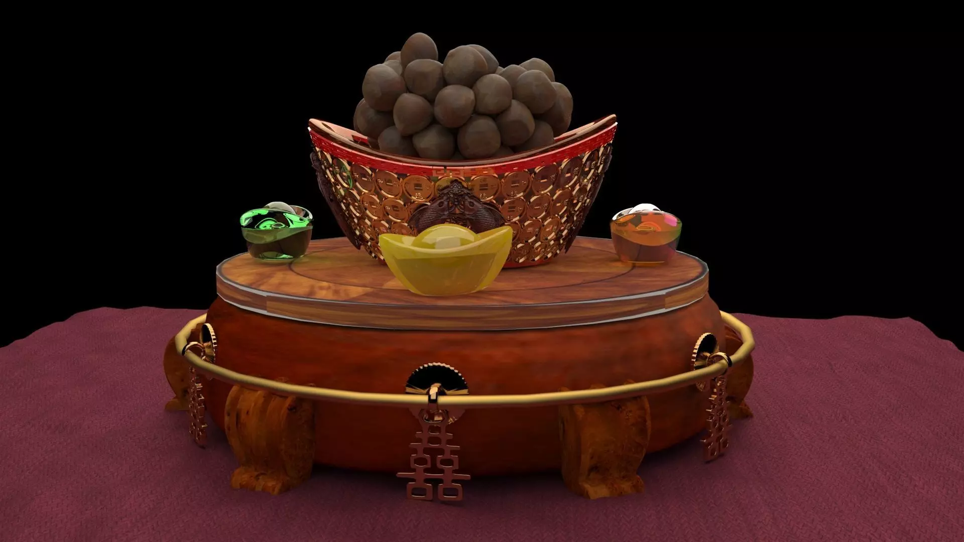 Chinese gold ingot display stand  3D model_0