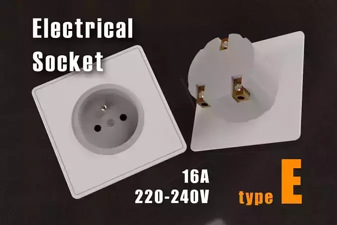 Electrical Socket 1P - Type E 3D model