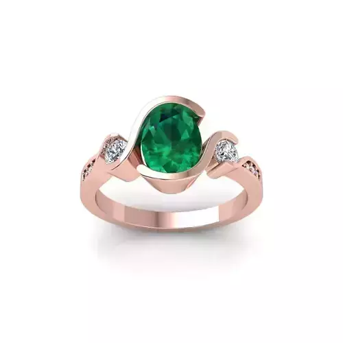 Fancy Oval Gemstone Ring 3d Model and Render STL