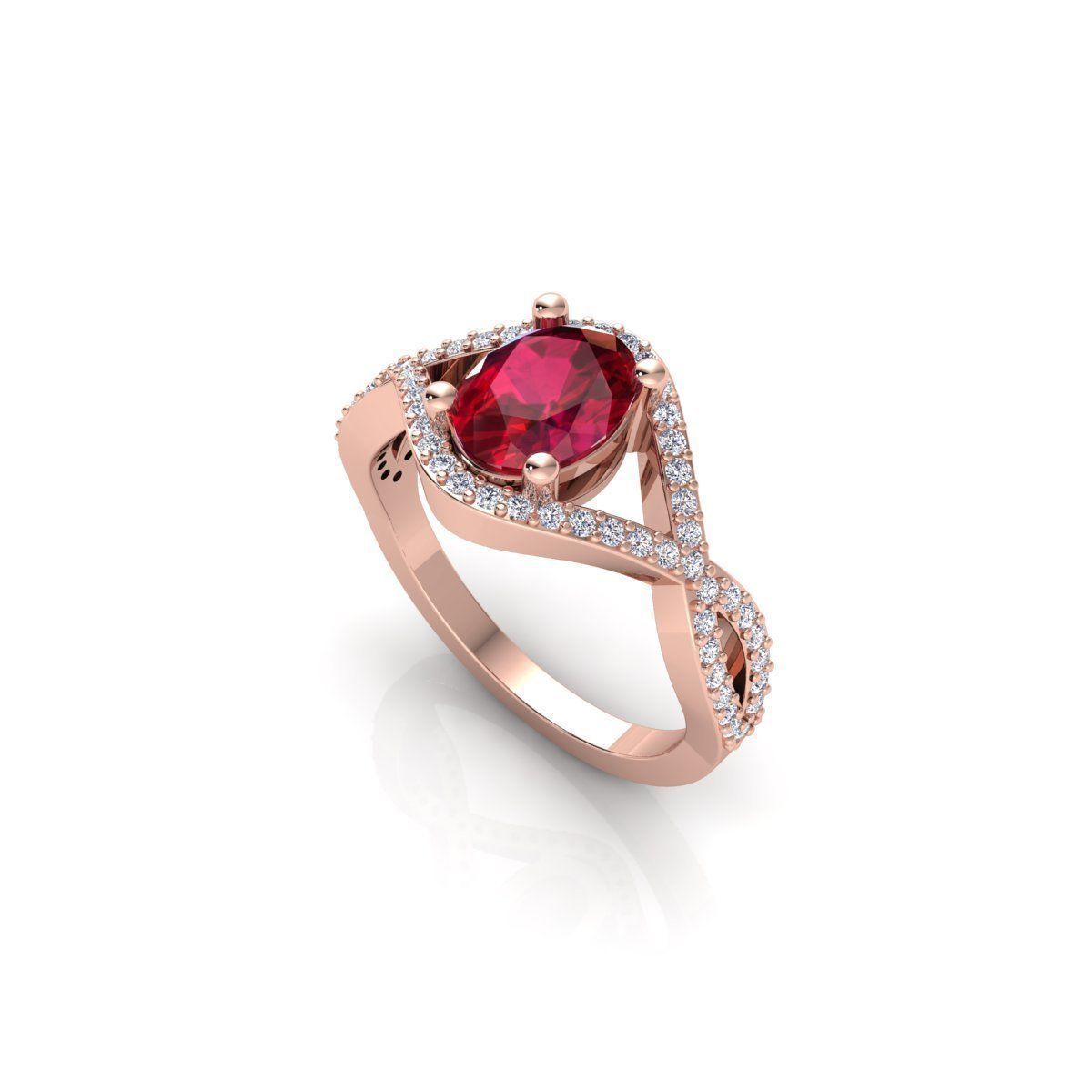 Oval Gemstone Ring 3d Model and Render STL 3D print model_7