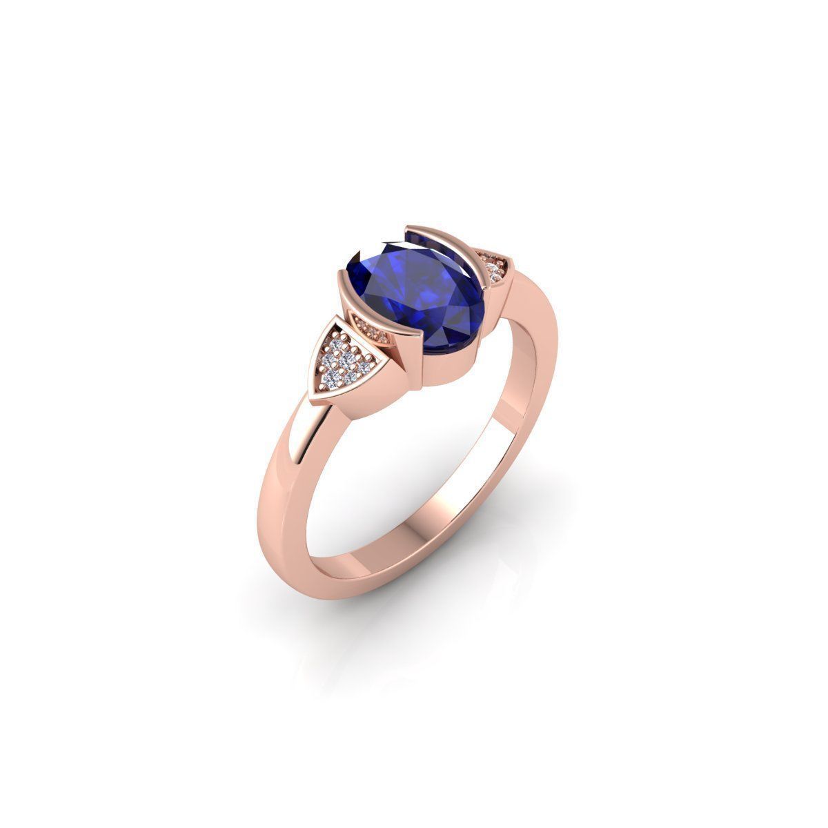 Blue Gemstone Ring 3d Model And Render 3D print model_4