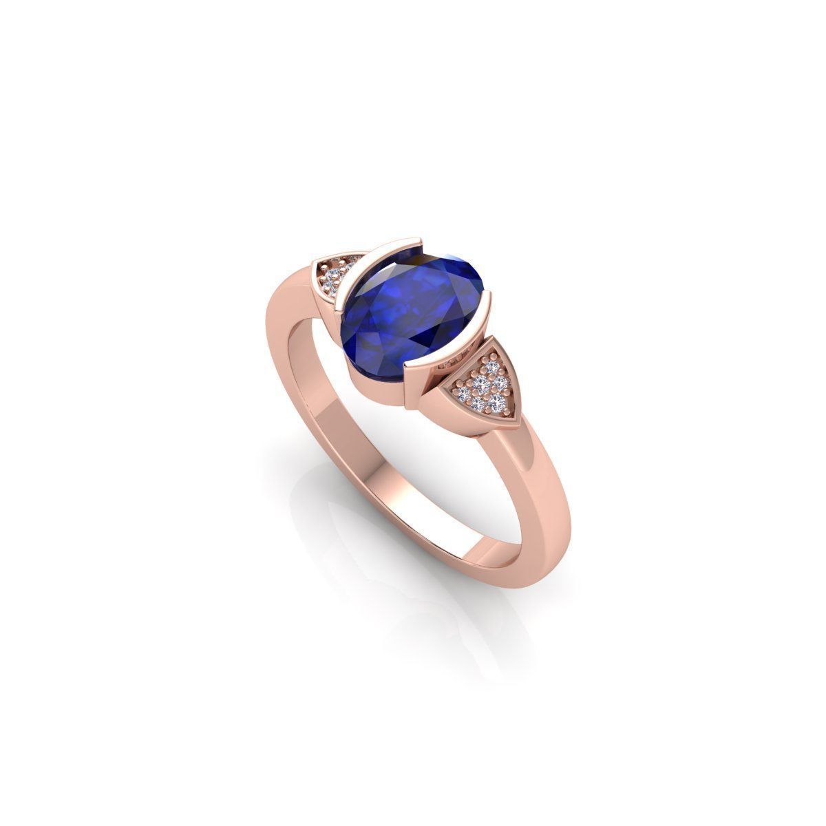Blue Gemstone Ring 3d Model And Render 3D print model_7