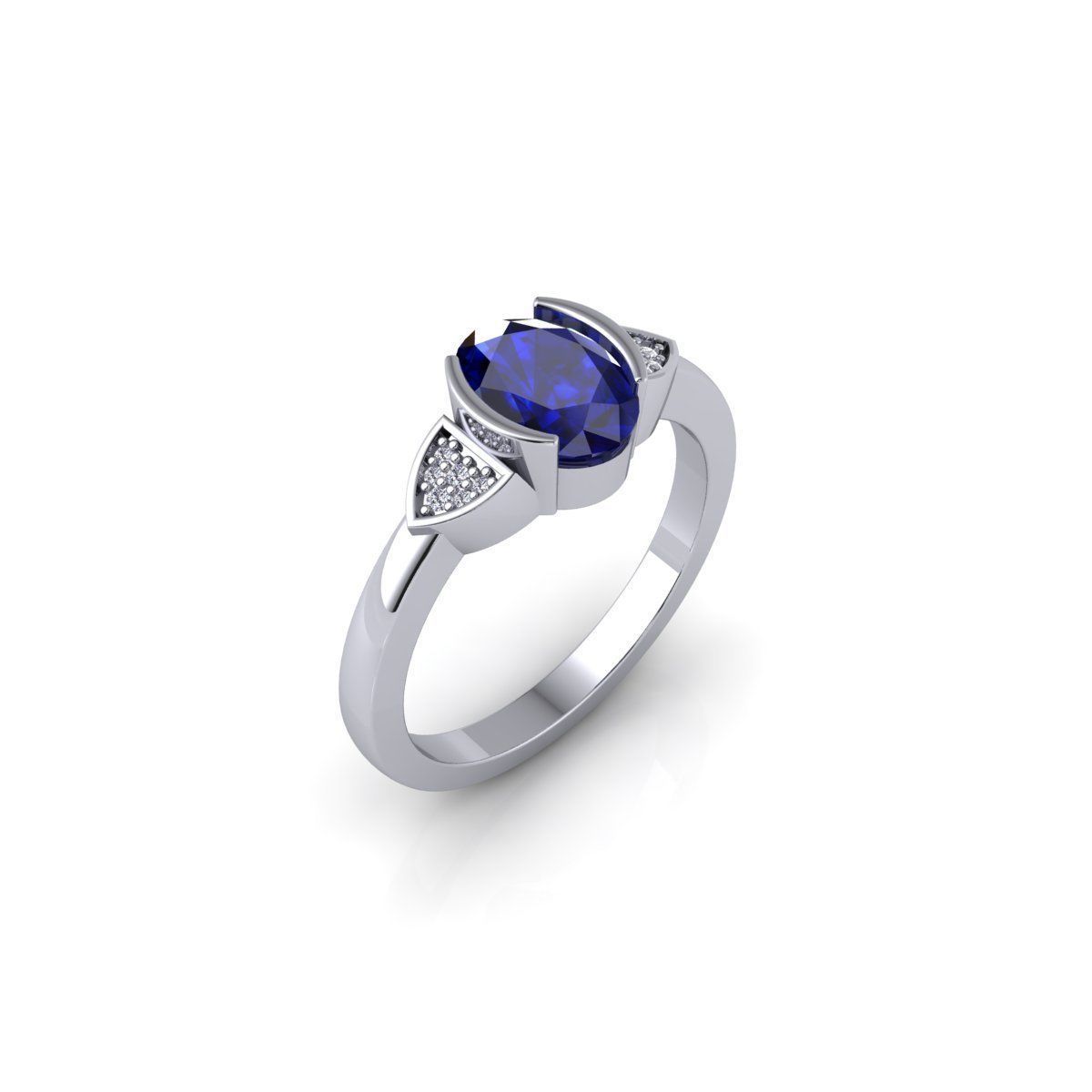 Blue Gemstone Ring 3d Model And Render 3D print model_5