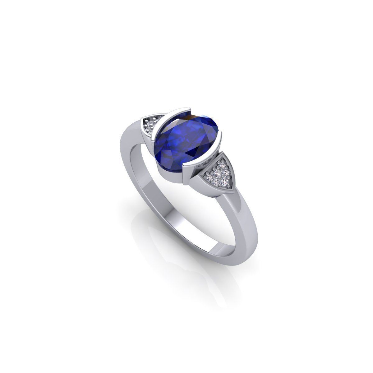 Blue Gemstone Ring 3d Model And Render 3D print model_8