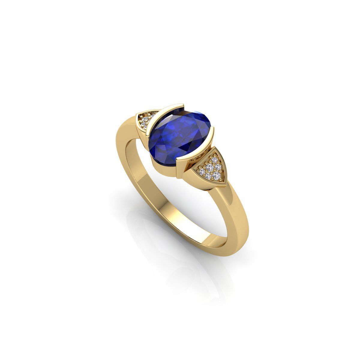 Blue Gemstone Ring 3d Model And Render 3D print model_6