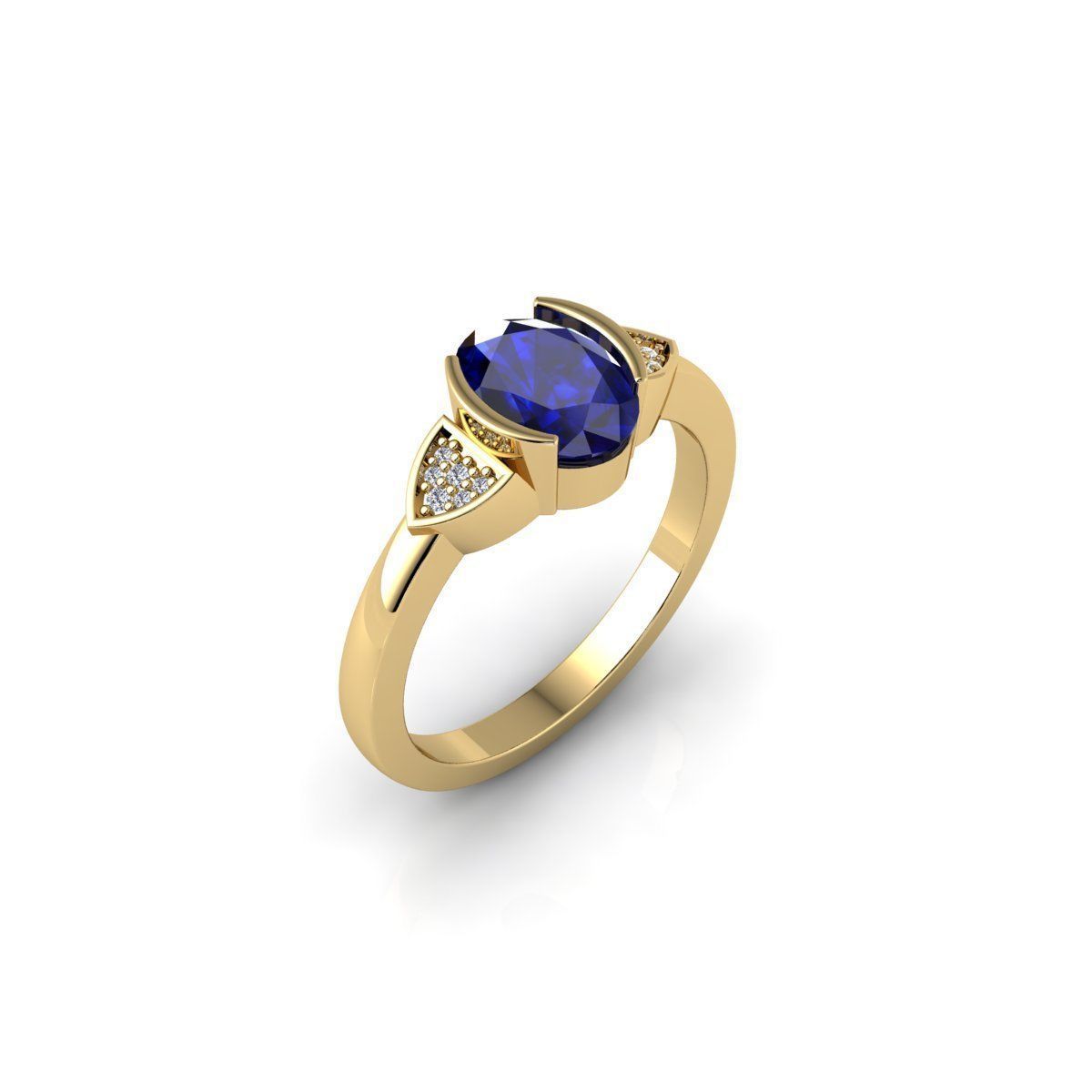 Blue Gemstone Ring 3d Model And Render 3D print model_3