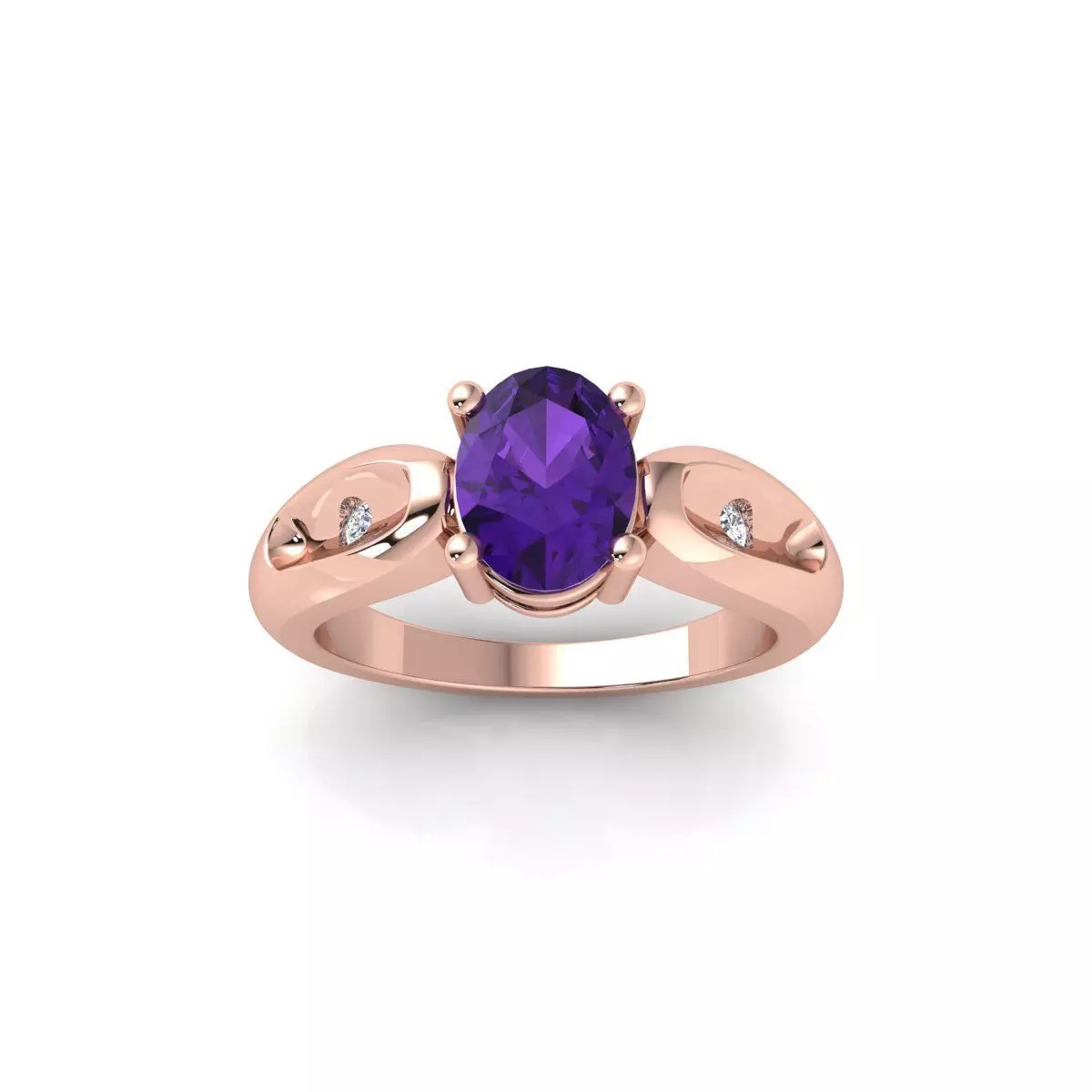 Oval Gemstone Ring 3d Model and Render STL 3D print model_0