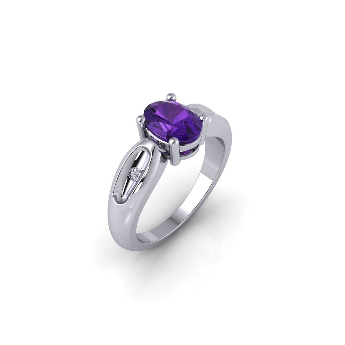 Oval Gemstone Ring 3d Model and Render STL 3D print model_5