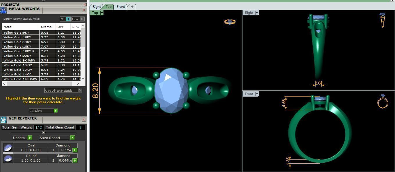 Oval Gemstone Ring 3d Model and Render STL 3D print model_9