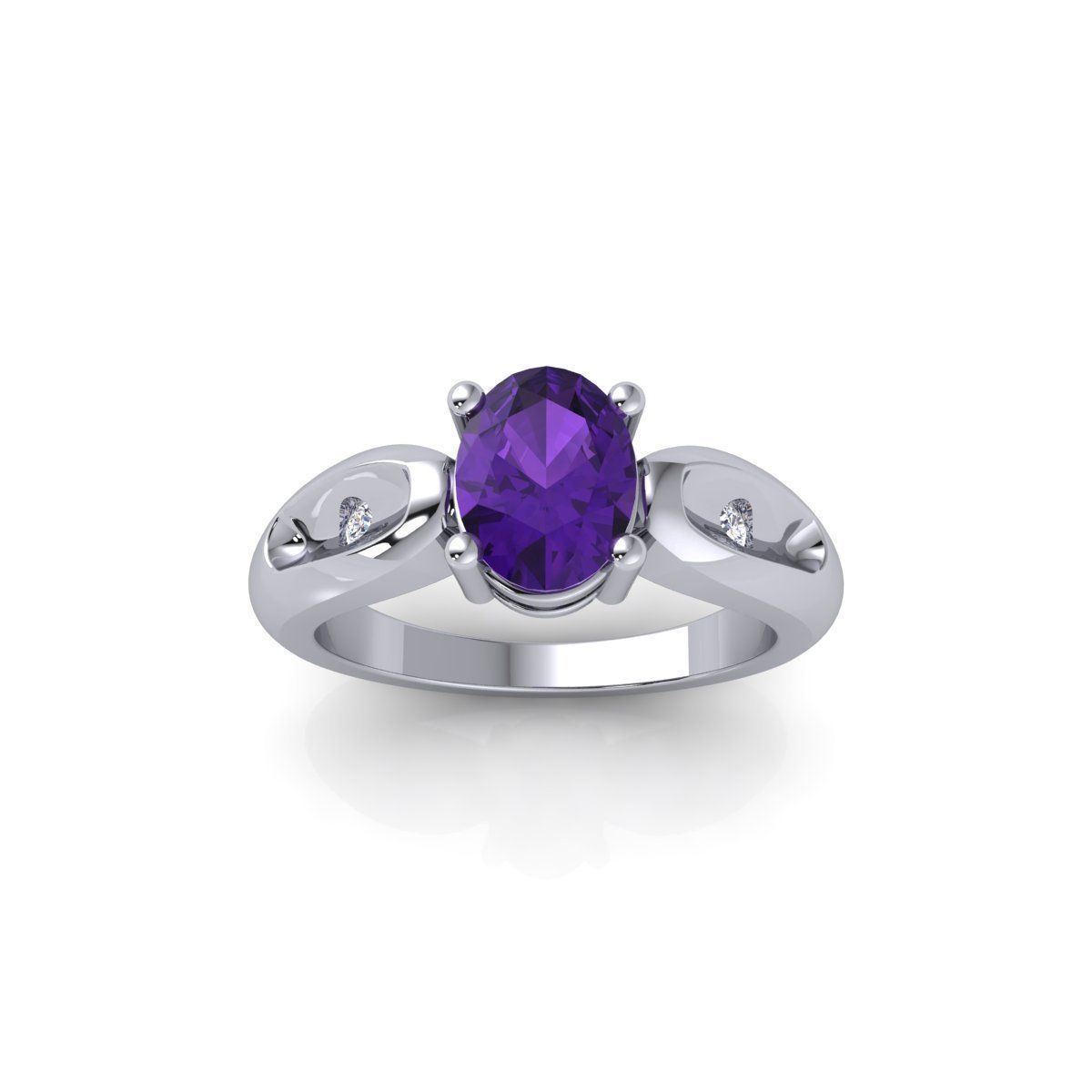 Oval Gemstone Ring 3d Model and Render STL 3D print model_2