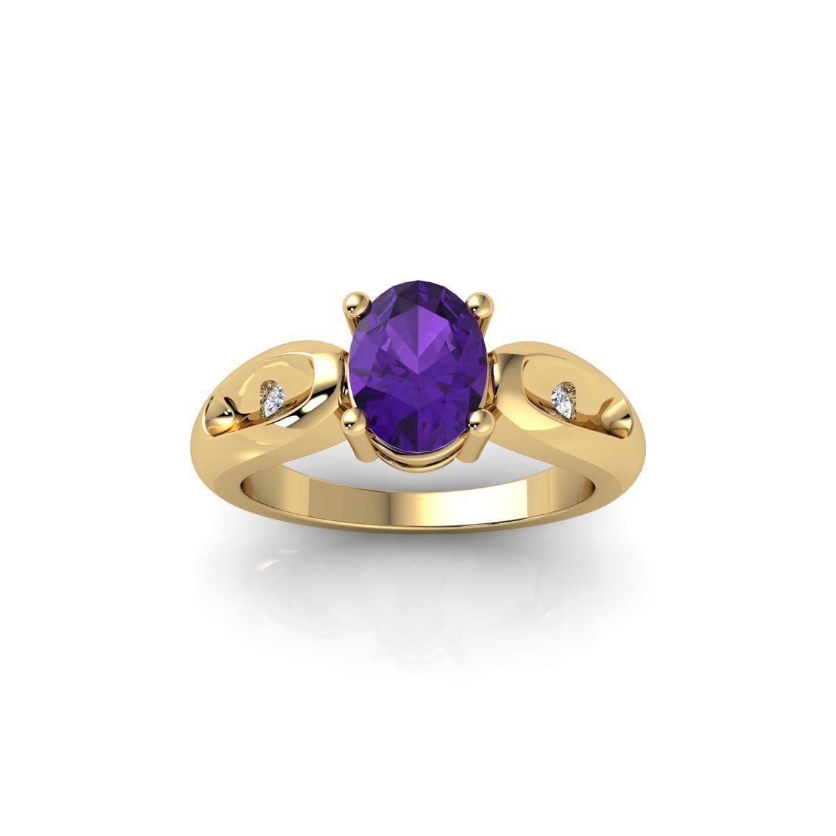 Oval Gemstone Ring 3d Model and Render STL 3D print model_1