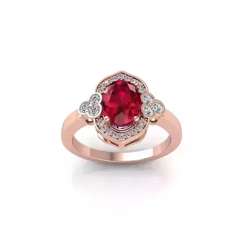 Oval Halo Gemstone Ring 3d Model and Rnder