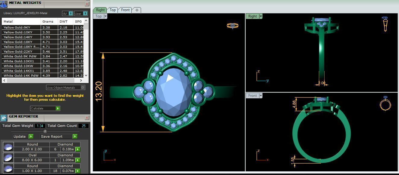 Oval Halo Gemstone Ring 3d Model and Rnder 3D print model_9