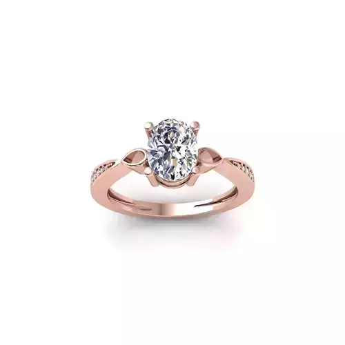 Oval Engagement Ring 3d Model and Render STL