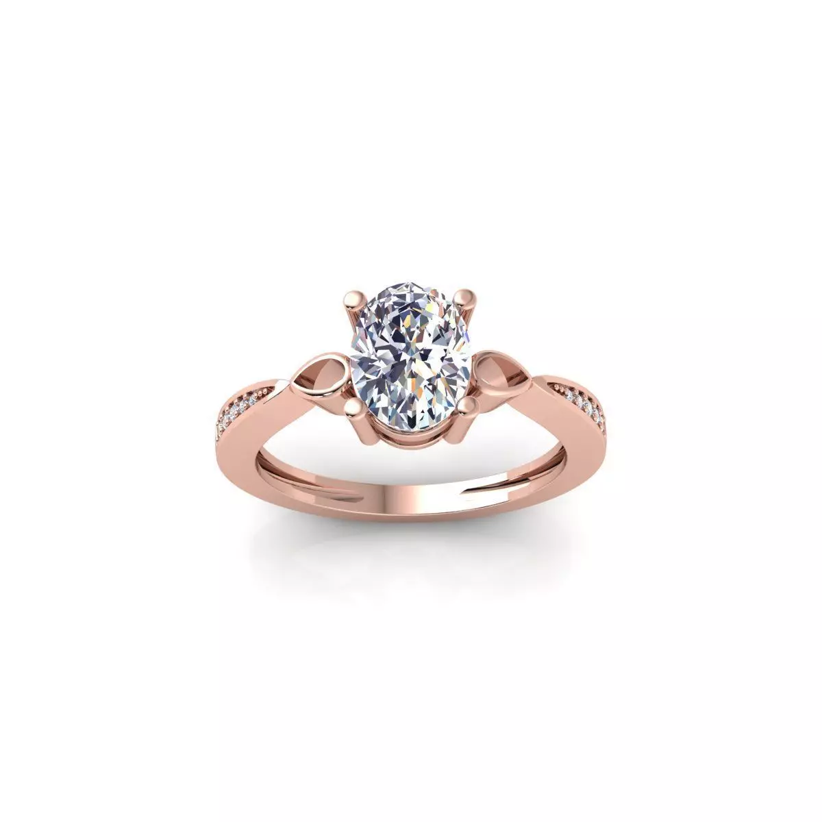 Oval Engagement Ring 3d Model and Render STL 3D print model_0