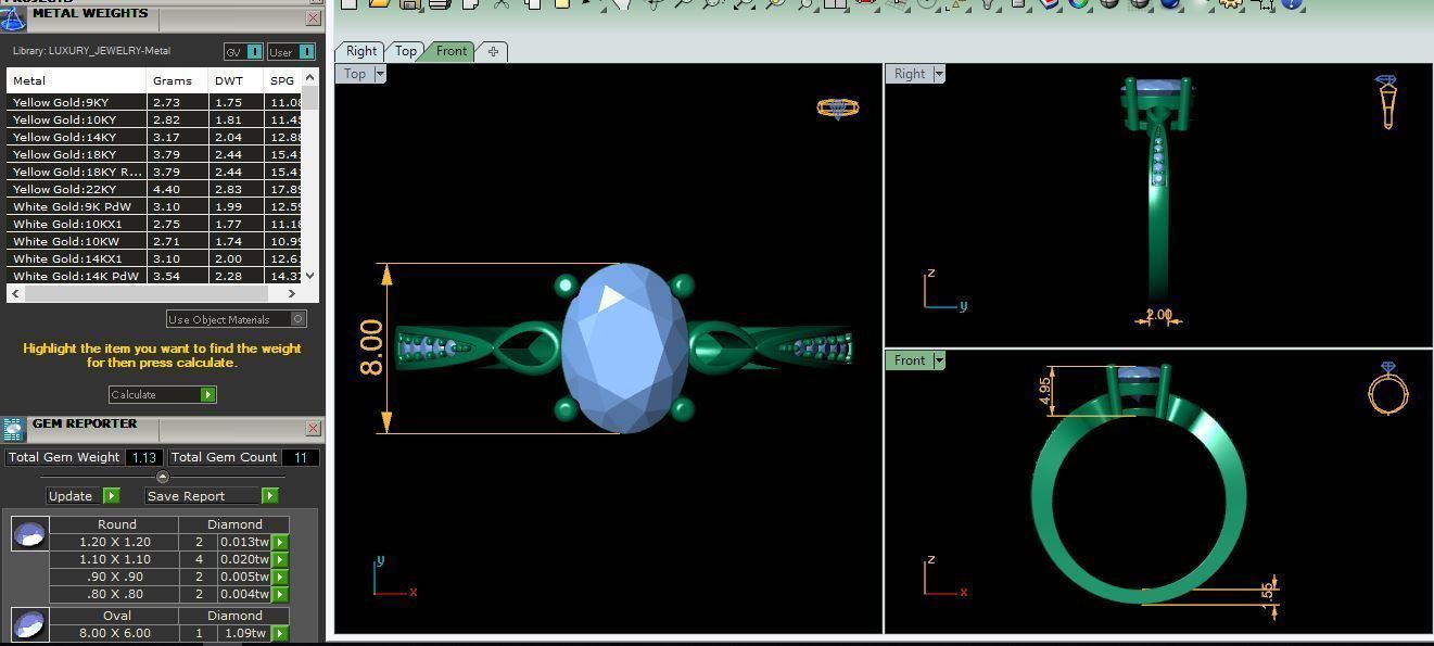 Oval Engagement Ring 3d Model and Render STL 3D print model_9