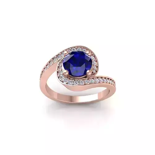 Gemstone Engagement Ring 3d Model and Render STL