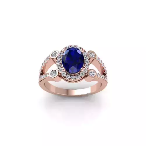 Oval Halo Gemstone Ring 3d Model and Render 