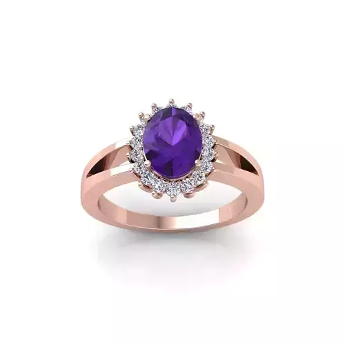 Oval Diana Gemstone Ring 3d Model and Render STL 