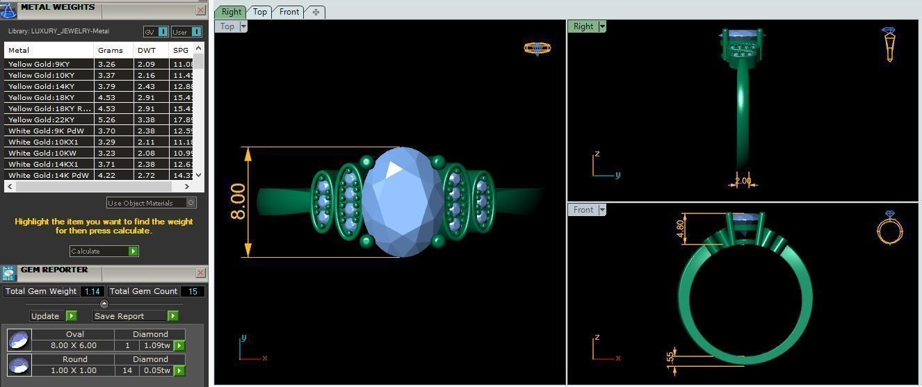 Gemstone Ring 3d Model and Render stl 3D print model_9