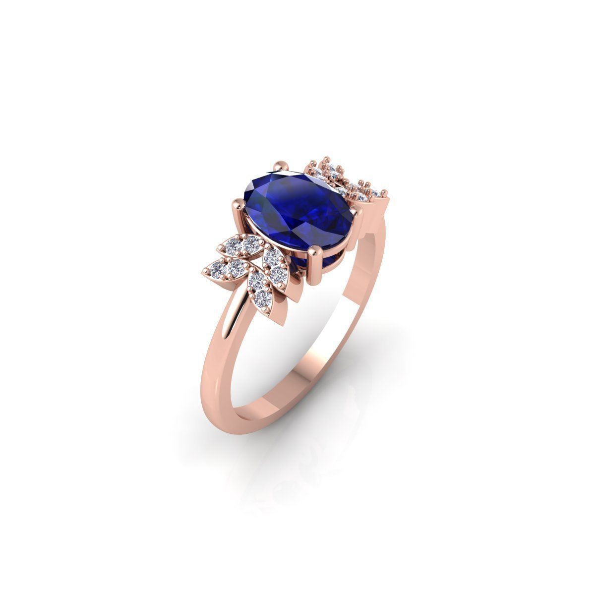 Fancy Gemstone Oval Ring 3d Model and Render 3D print model_4