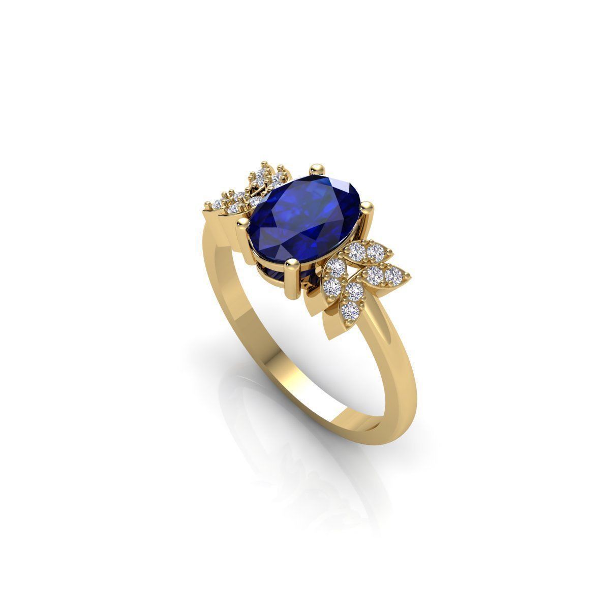Fancy Gemstone Oval Ring 3d Model and Render 3D print model_6