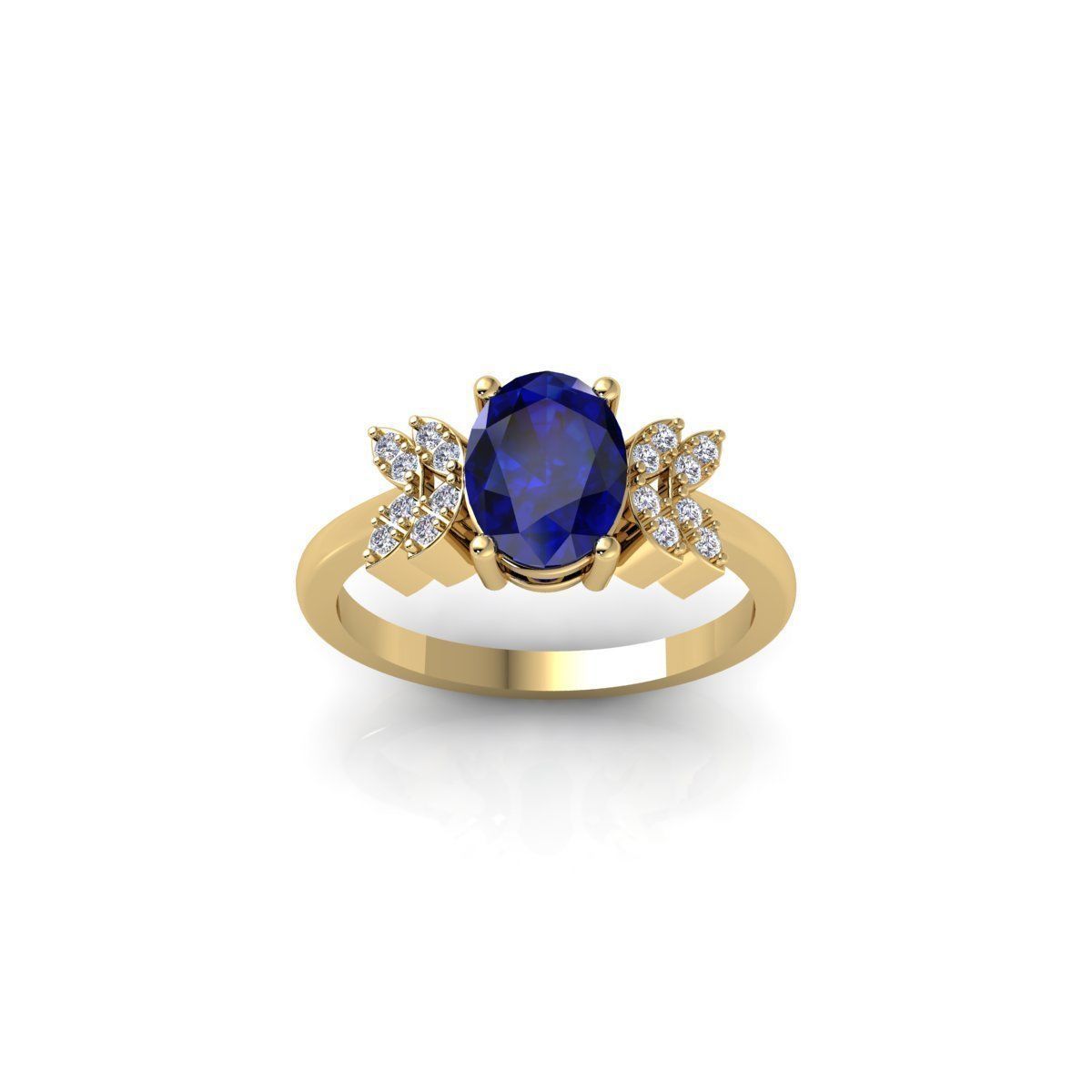 Fancy Gemstone Oval Ring 3d Model and Render 3D print model_1