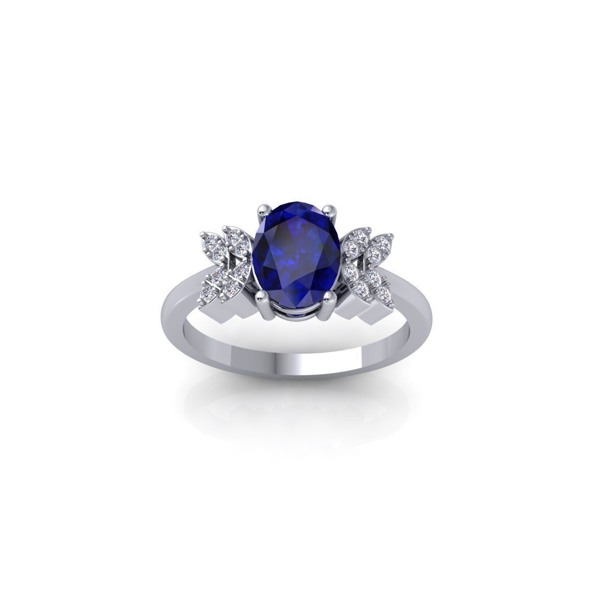 Fancy Gemstone Oval Ring 3d Model and Render 3D print model_2