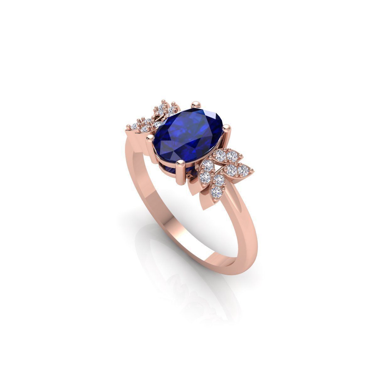 Fancy Gemstone Oval Ring 3d Model and Render 3D print model_7