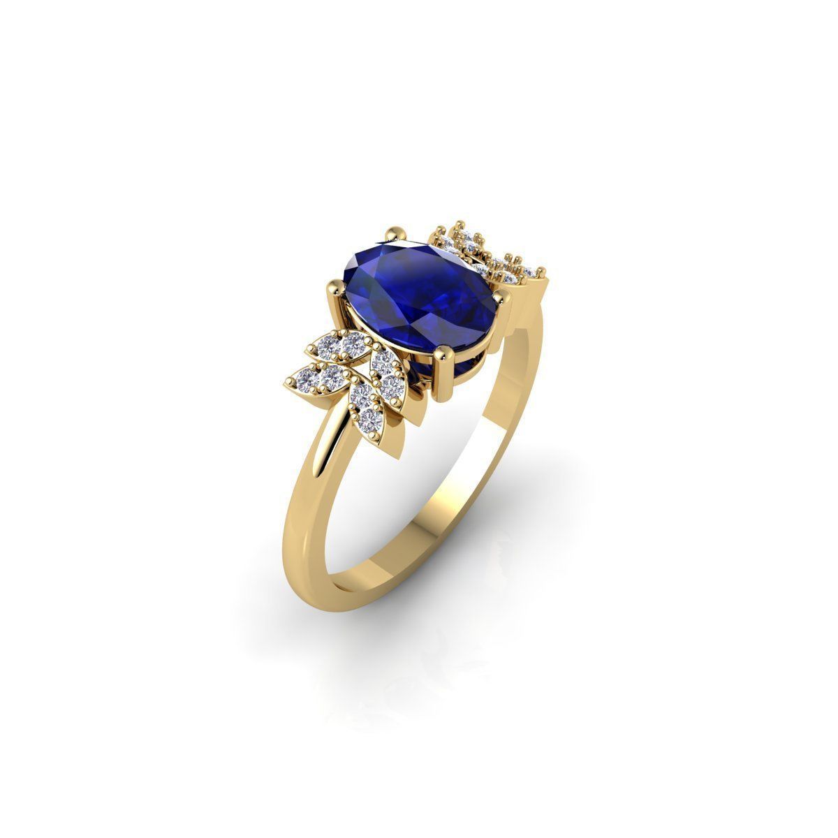 Fancy Gemstone Oval Ring 3d Model and Render 3D print model_3
