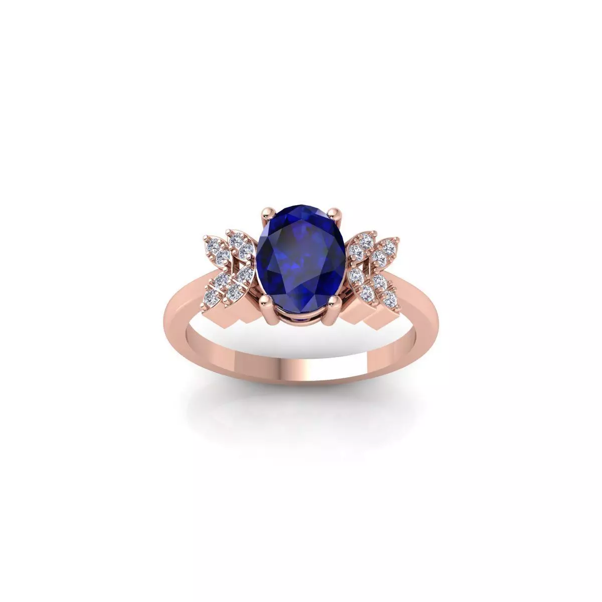 Fancy Gemstone Oval Ring 3d Model and Render 3D print model_0