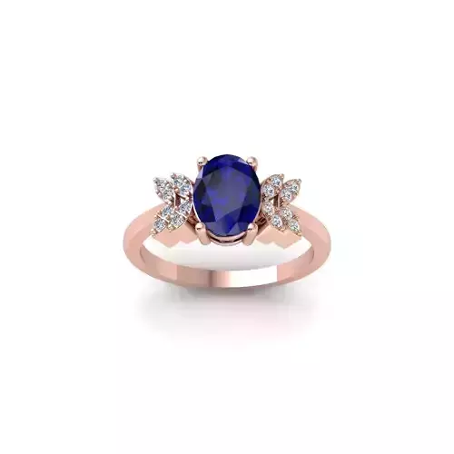 Fancy Gemstone Oval Ring 3d Model and Render