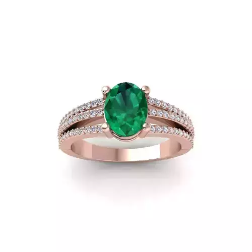 Three Row Shank Gemstone Ring 3d Model and Render STL