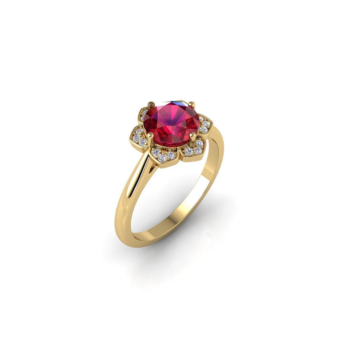 Ruby Gemstone Ring 3d Model and Rnder 3D print model_3