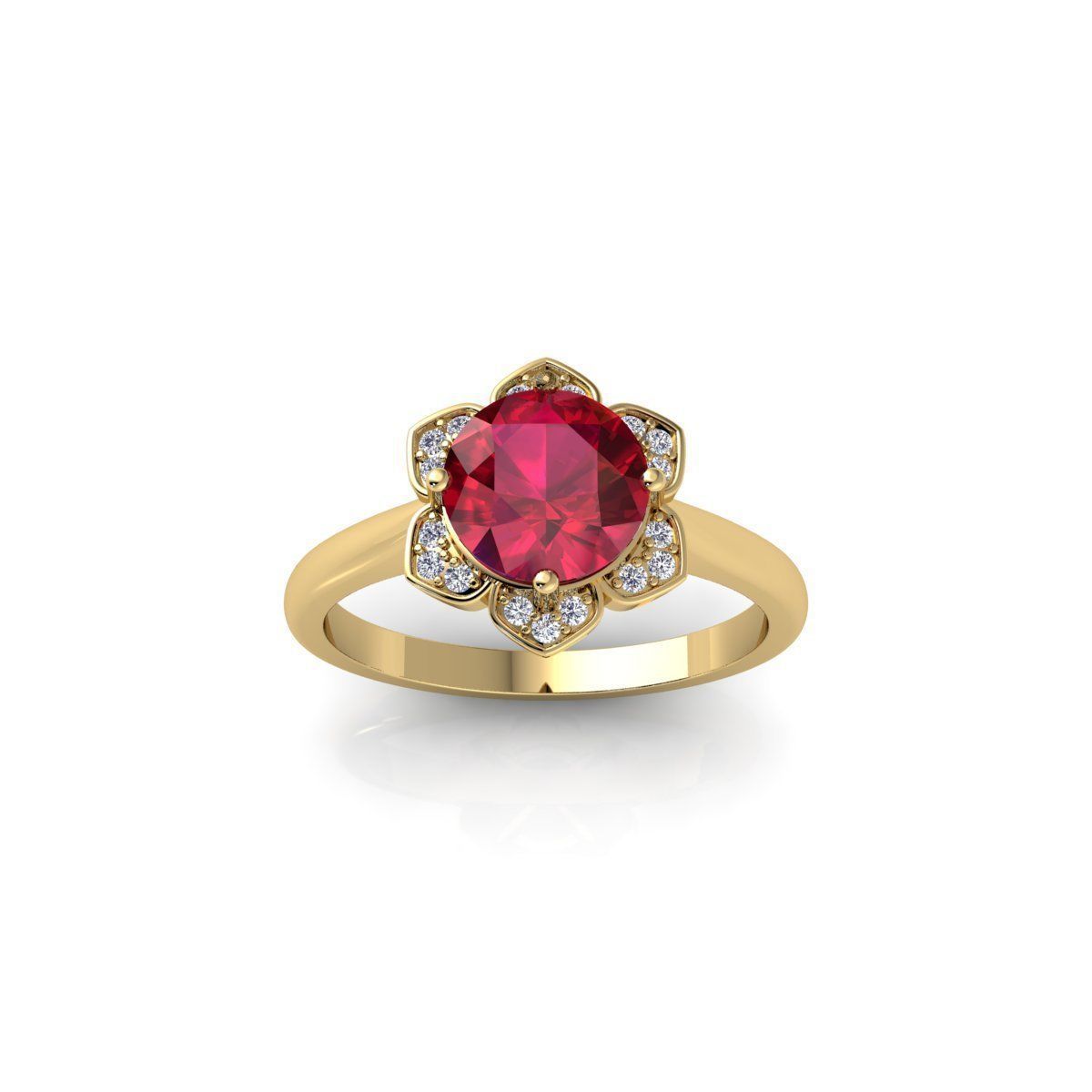 Ruby Gemstone Ring 3d Model and Rnder 3D print model_1