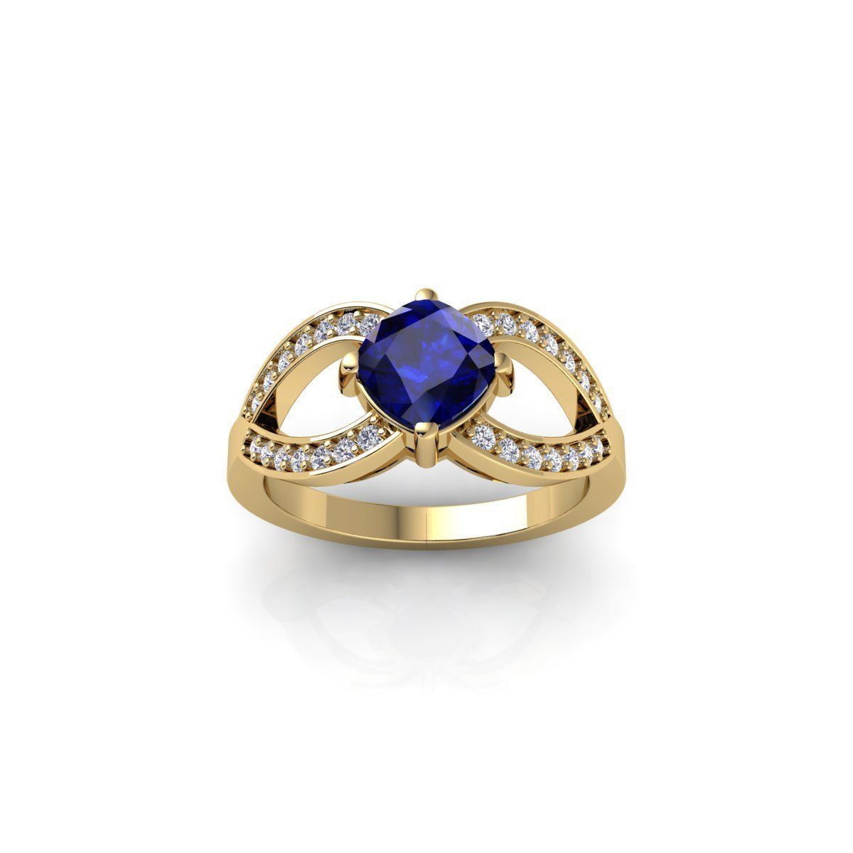 Fancy Round Gemstone Ring 3d Model and render 3D print model_1