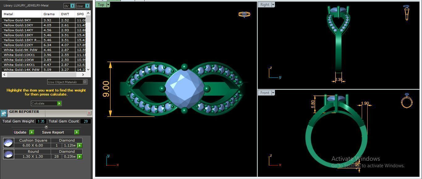 Fancy Round Gemstone Ring 3d Model and render 3D print model_9