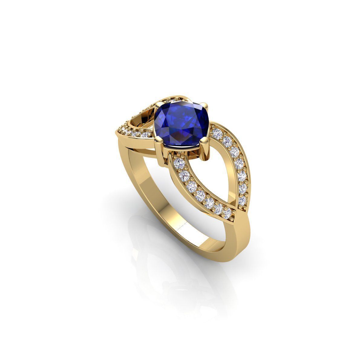Fancy Round Gemstone Ring 3d Model and render 3D print model_6
