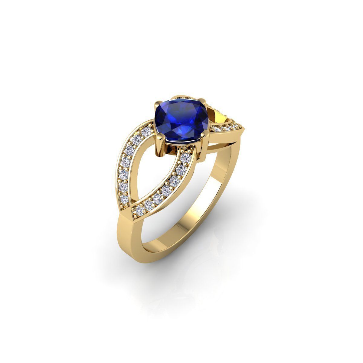 Fancy Round Gemstone Ring 3d Model and render 3D print model_3