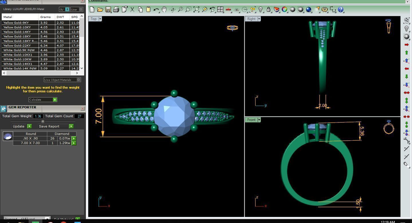 Fancy Gemstone Ring 3d Model and Render STL 3D print model_9
