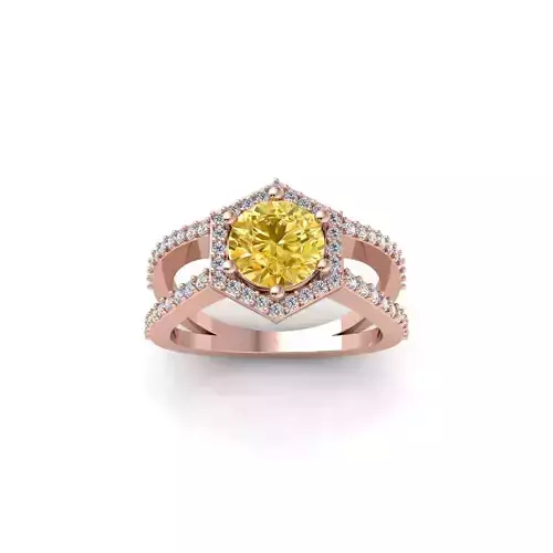 Yellow Round Gemstone Ring 3d Model and Render