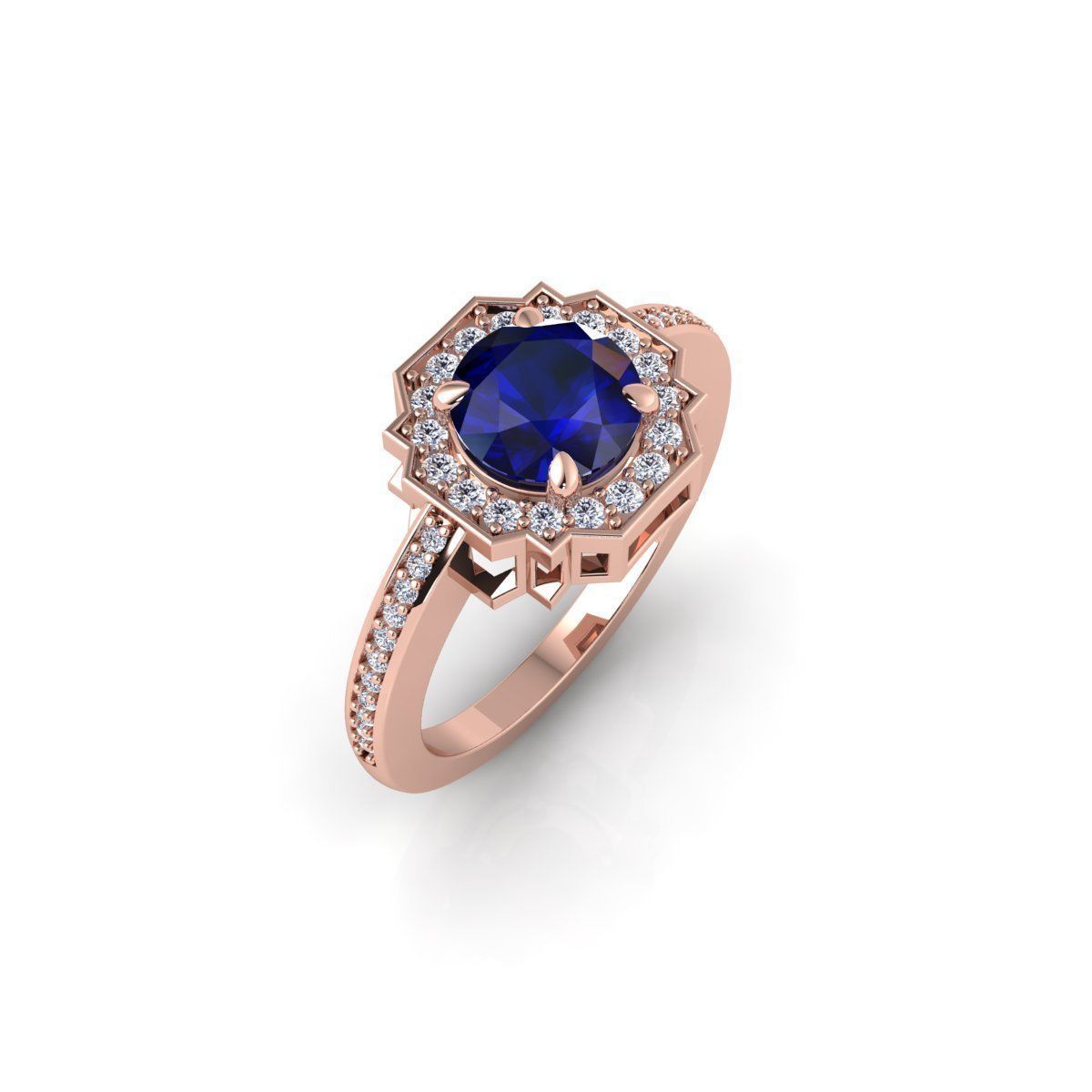 Halo Gemstone Diamond Ring 3d Model and Render 3D print model_4
