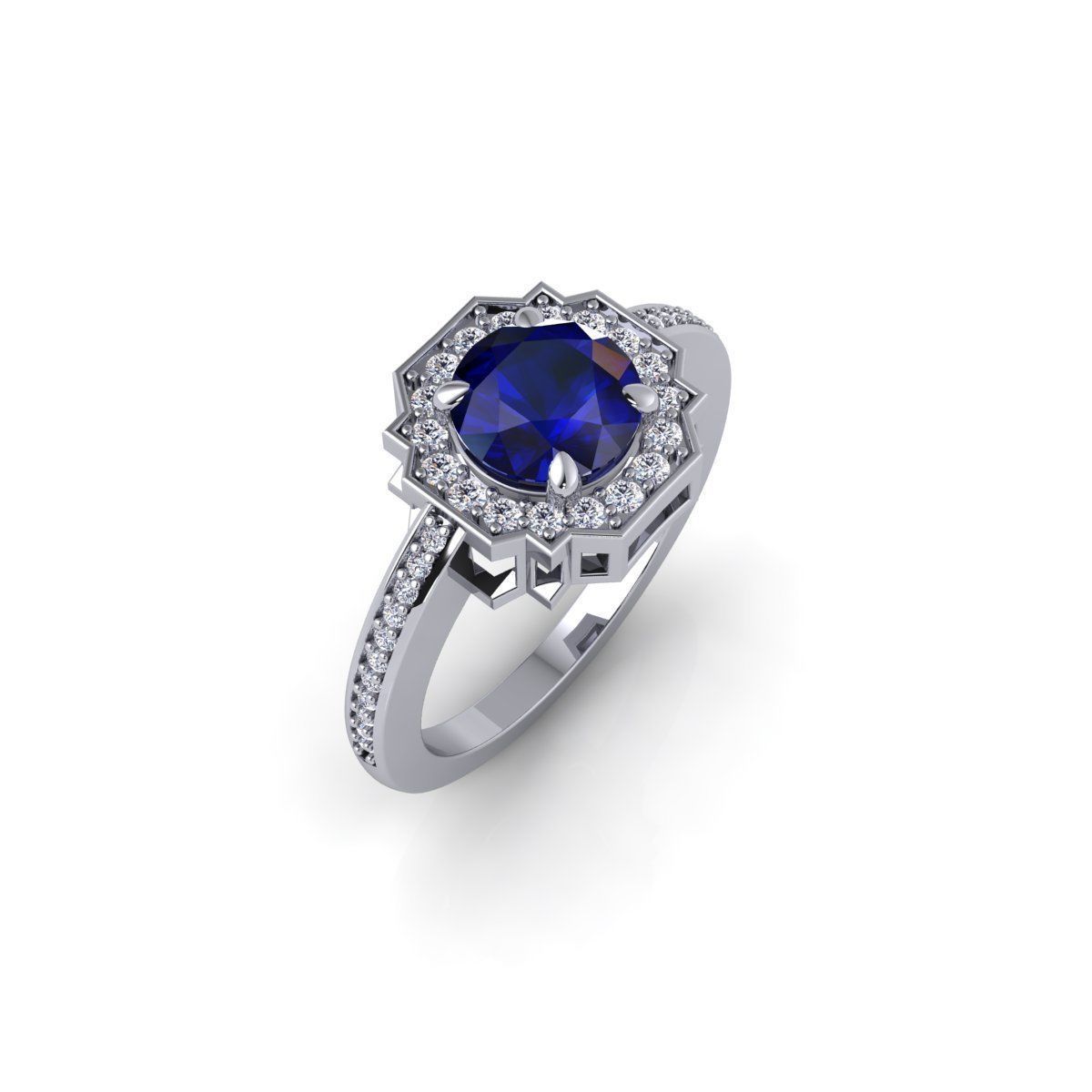 Halo Gemstone Diamond Ring 3d Model and Render 3D print model_5